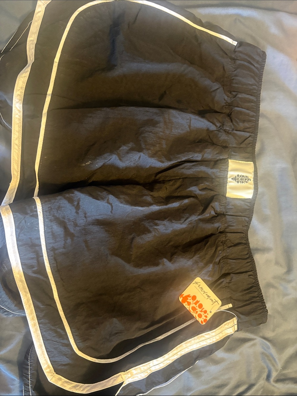 FP Movement by Free People Black Athletic Shorts with Cream Trim